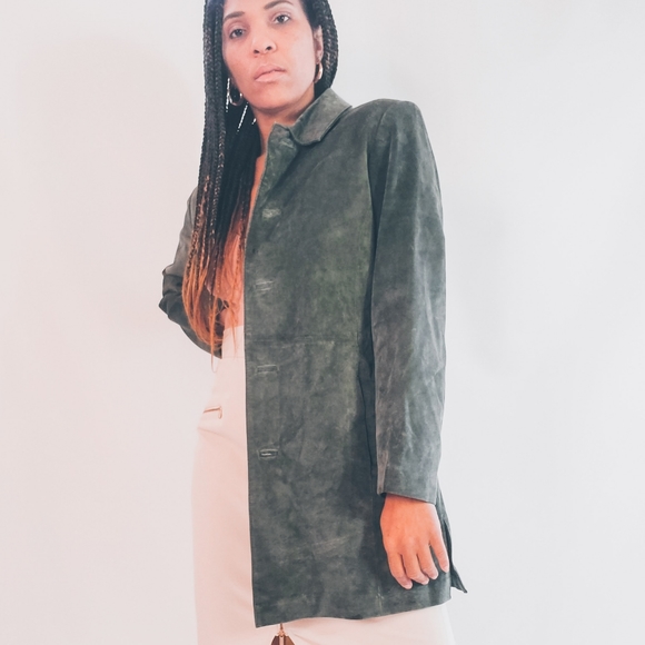 Vintage Jackets & Blazers - Longline Leather Jacket